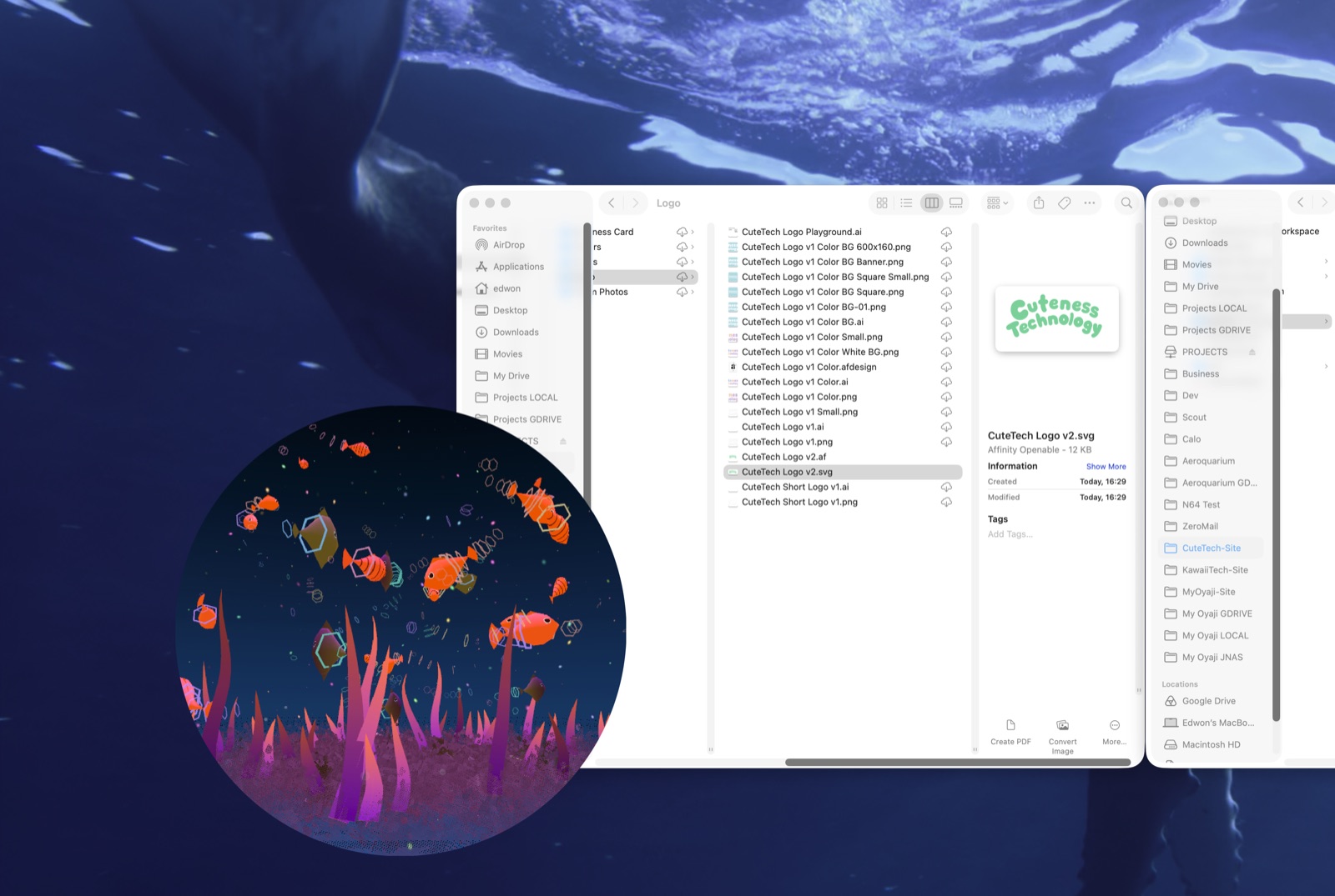Circle mode floating on the desktop